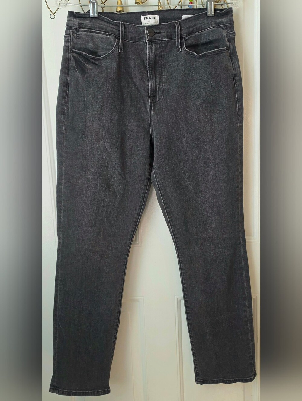 FRAME Le High Straight Charcoal Wash Jeans Womens 30 High Rise Classic Stretchy